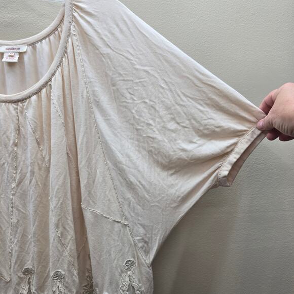 Sundance Women's Embroidered Lace Tunic Top Cream Size Medium Doman Sleeves - Picture 6 of 6